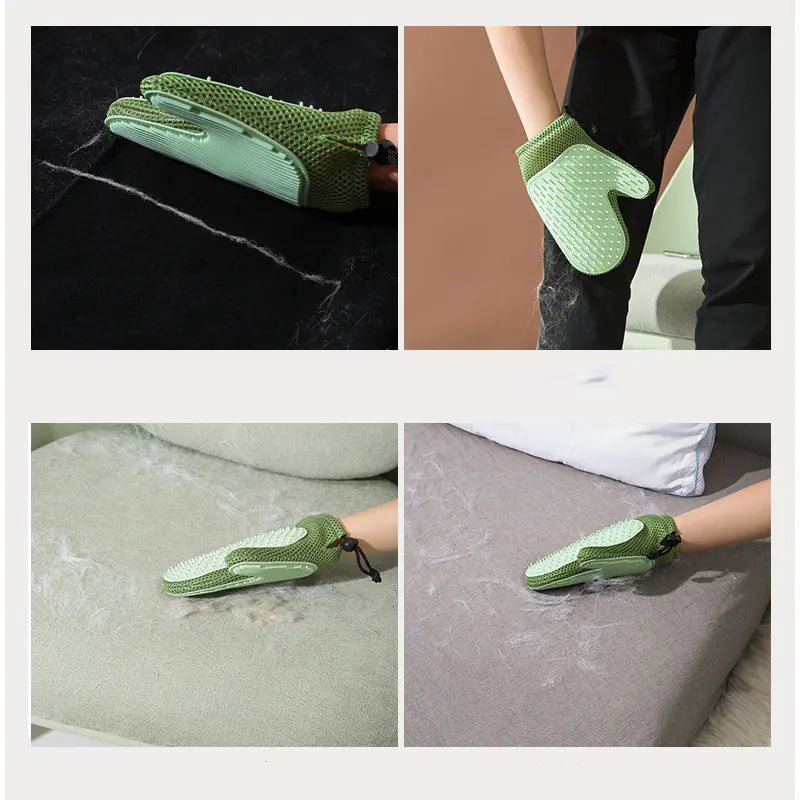 Pet Grooming Gloves – Silicone Massage & Hair Removal Brush