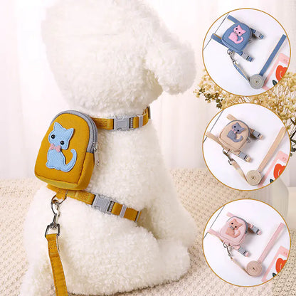 Pet Travel Backpack with Teddy Bear & Safety Leash