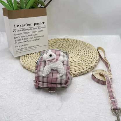 Pet Travel Backpack with Teddy Bear & Safety Leash