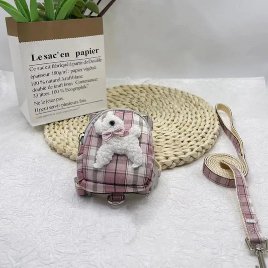 Pet Travel Backpack with Teddy Bear & Safety Leash